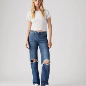 Levi’s low pro straight jeans ripped knee Sz 28